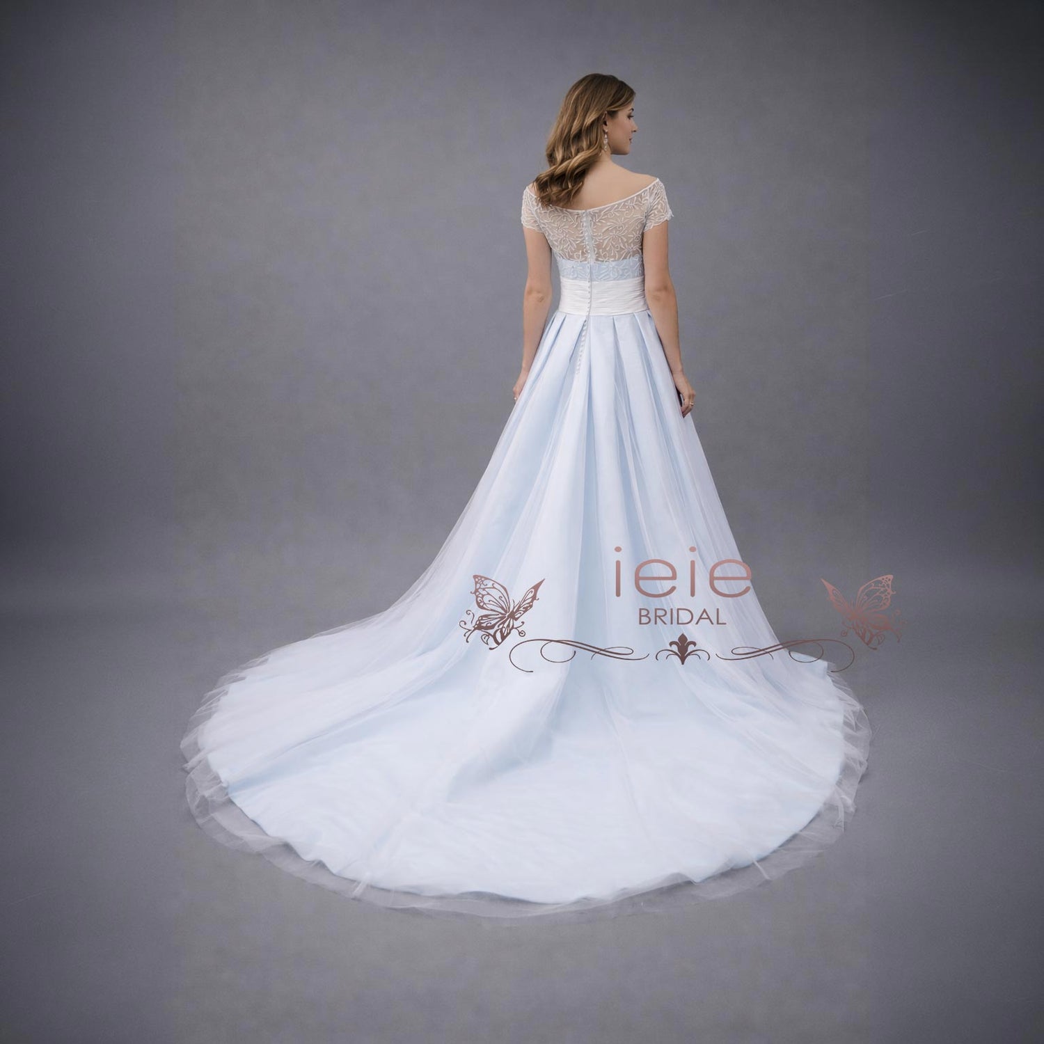 Blue Wedding Dress with Embroidered Lace | AER
