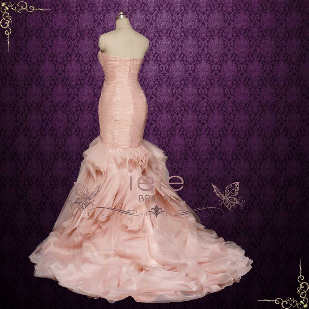 Ruffle Hem Strapless Blushing Pink Sleeveless Wedding Guest Dress
