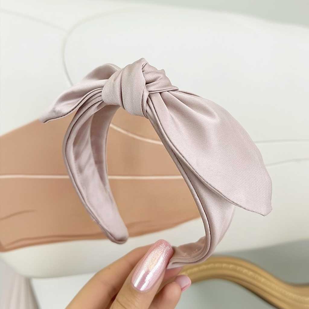 Blush Pink Satin Bow Headband AC1013