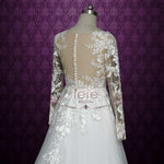 Vintage Rose Lace Wedding Dress with Plunging V Neck and Illusion Back MONROE