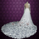 Vintage Rose Lace Wedding Dress with Plunging V Neck and Illusion Back MONROE