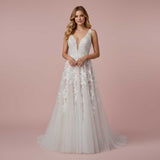 Boho Lace Wedding Dress with Plunging Neckline | MARA