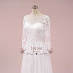 Slim A-line Lace Wedding Dress with Long Sleeves | CADENCE