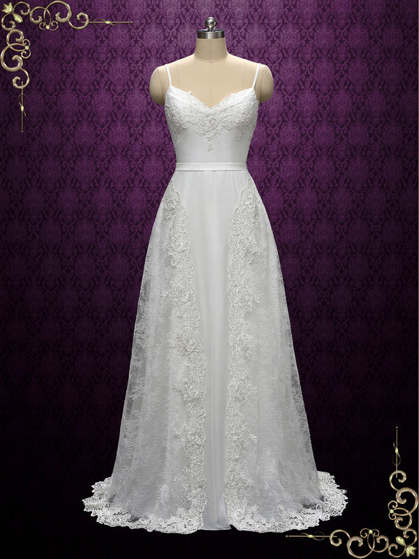 Boho Style Slim A-line Wedding Dress with Thin Straps | EMILY