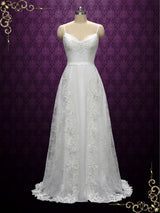 Ready to Wear Boho Style Slim A-line Wedding Dress with Thin Straps | EMILY