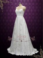 Ready to Wear Boho Style Slim A-line Wedding Dress with Thin Straps | EMILY