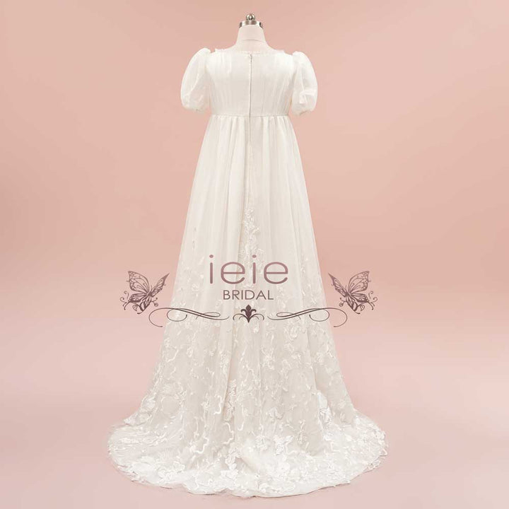 Regency Bridgerton Style Empire Lace Wedding Dress | DAPHNIE