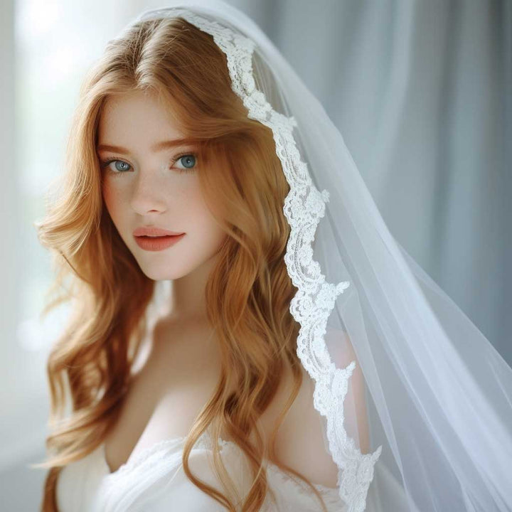 Cathedral Length Lace Mantilla Wedding Bridal Veil | VG1002