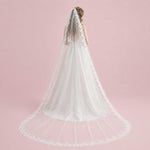 Long Cathedral Length Lace Wedding Veil | VG1050
