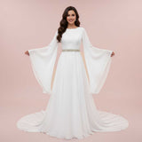 Medieval Celtic Chiffon Wedding Dress with Lace Top MIRI