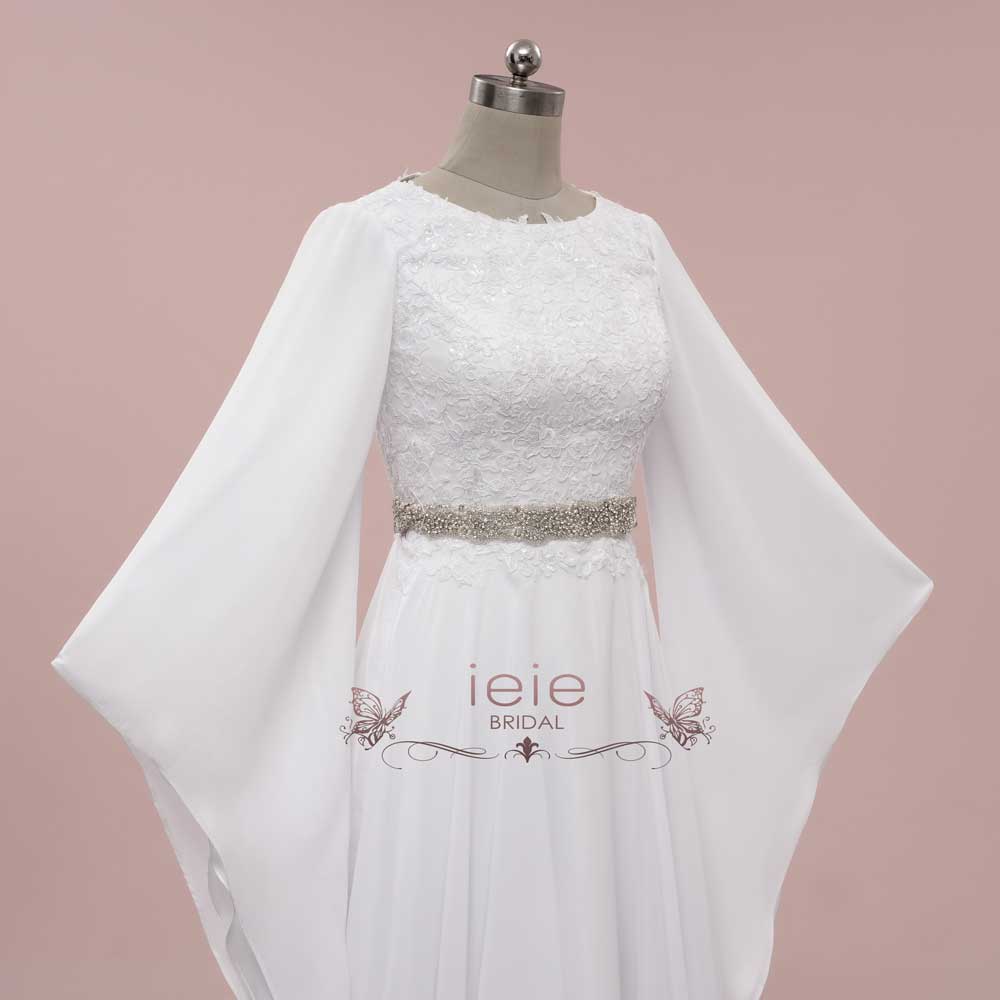 Medieval Celtic Chiffon Wedding Dress with Lace Top MIRI