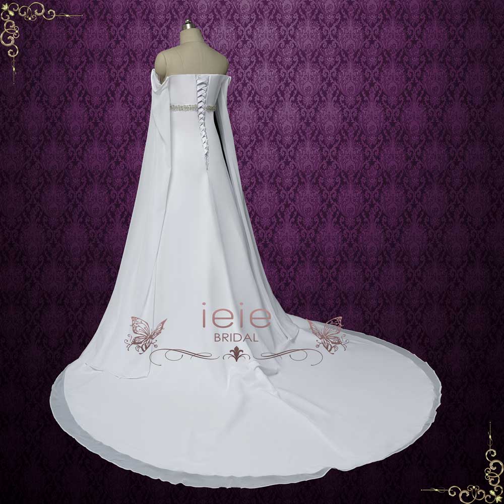 celtic wedding dresses Celtic Medieval Inspired Chiffon Wedding Dress with Cape Sleeves