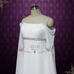Celtic Medieval Inspired Chiffon Wedding Dress with Cape Sleeves | ADONIS