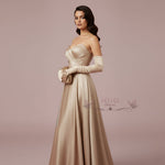Champagne Long Satin Opera Gloves for Formal Events AC1011