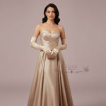 Champagne Long Satin Opera Gloves for Formal Events AC1011