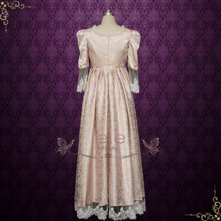 Regency Evening Dress with Empire Waist | CRESSI Size 28W / Champagne Regency Evening Dress with Empire Waist | CRESSI Size 28W / Champagne