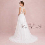 Grecian Lace Chiffon Wedding Dress with Keyhole Back – Evon | Beach & Destination Bridal