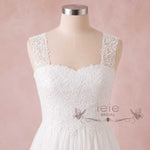 Grecian Lace Chiffon Wedding Dress with Keyhole Back – Evon | Beach & Destination Bridal
