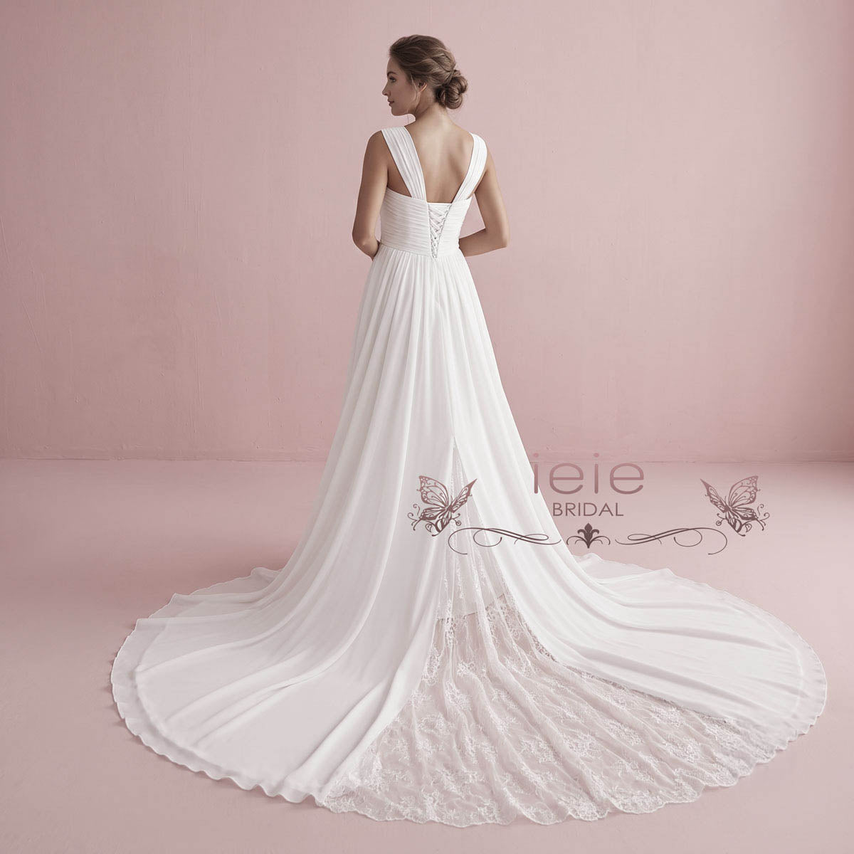 Grecian Empire High Waist Chiffon Wedding Dress | CARISSA