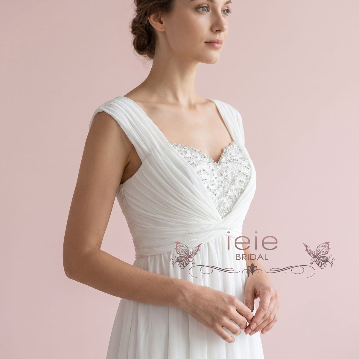 Grecian Empire High Waist Chiffon Wedding Dress | CARISSA
