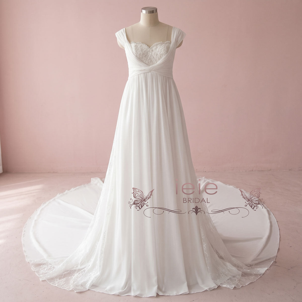 Grecian Empire High Waist Chiffon Wedding Dress | CARISSA
