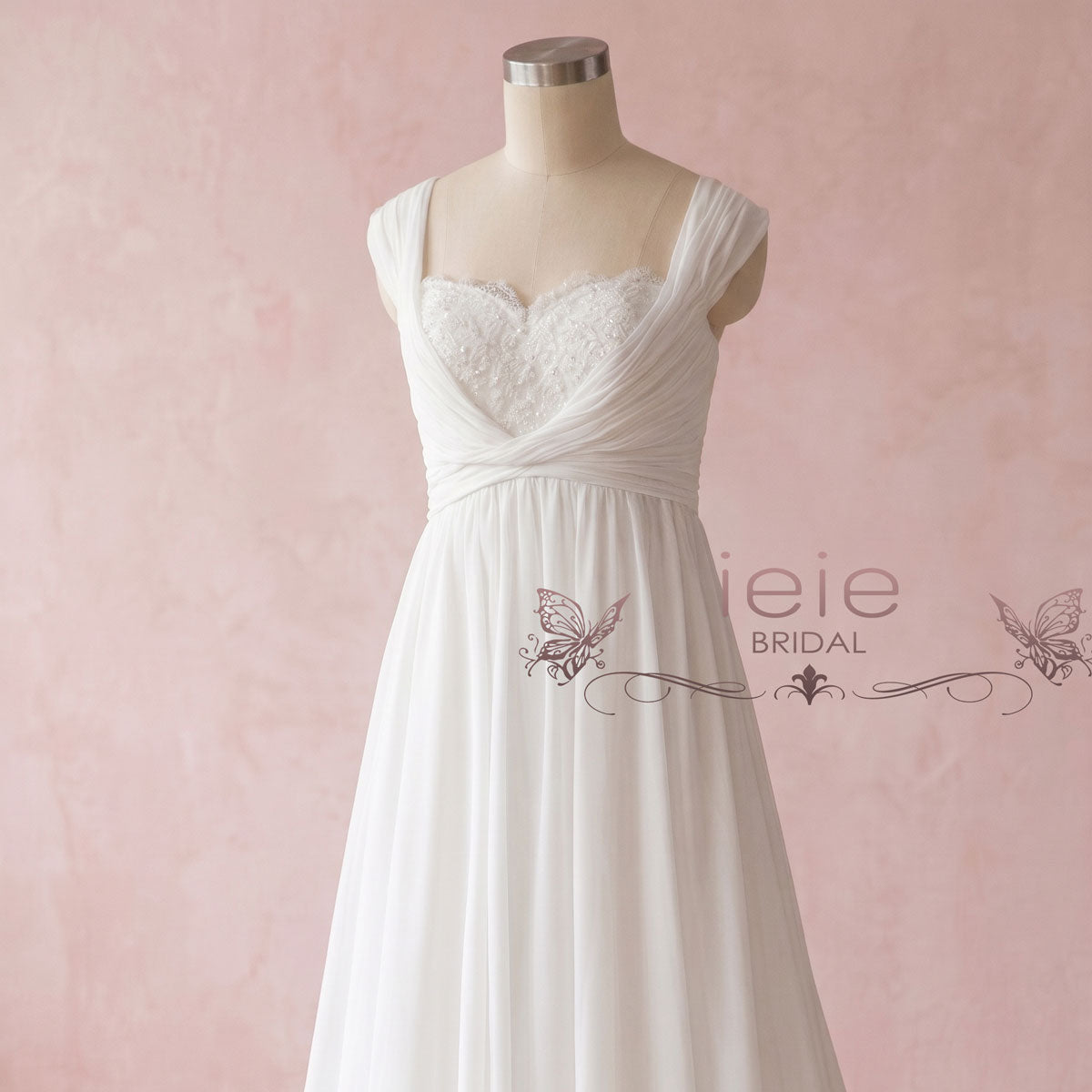 Grecian Empire High Waist Chiffon Wedding Dress | CARISSA