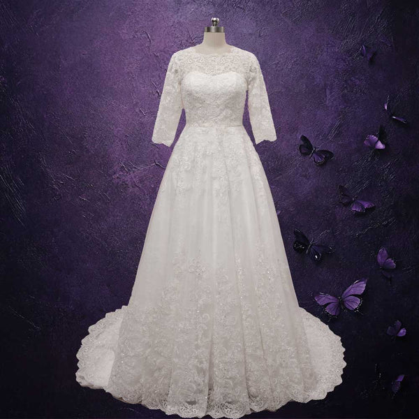 Timeless Lace Ball Gown Wedding Dress with Sleeves BELLIS