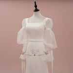 Clean Minimalist Fitted Wedding Dress with Long Sleeves | MELINA