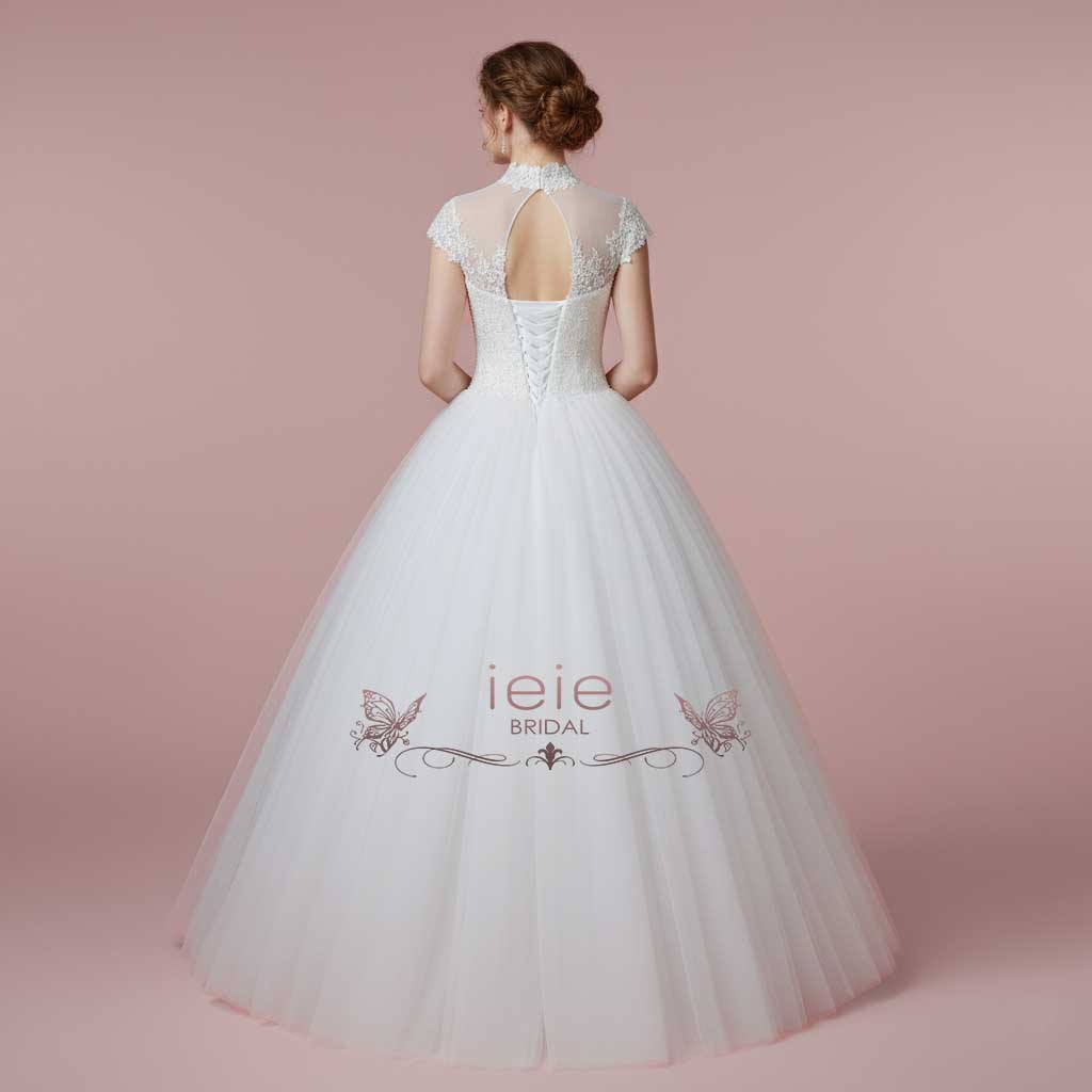 High Neck White Debutante Formal Dress | DIVI