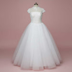 High Neck White Debutante Formal Dress | DIVI