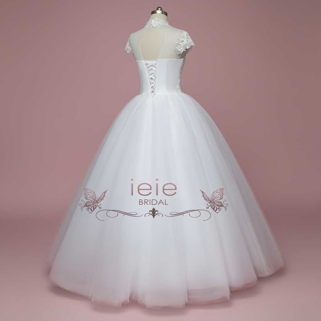 High Neck White Debutante Formal Dress | DIVI