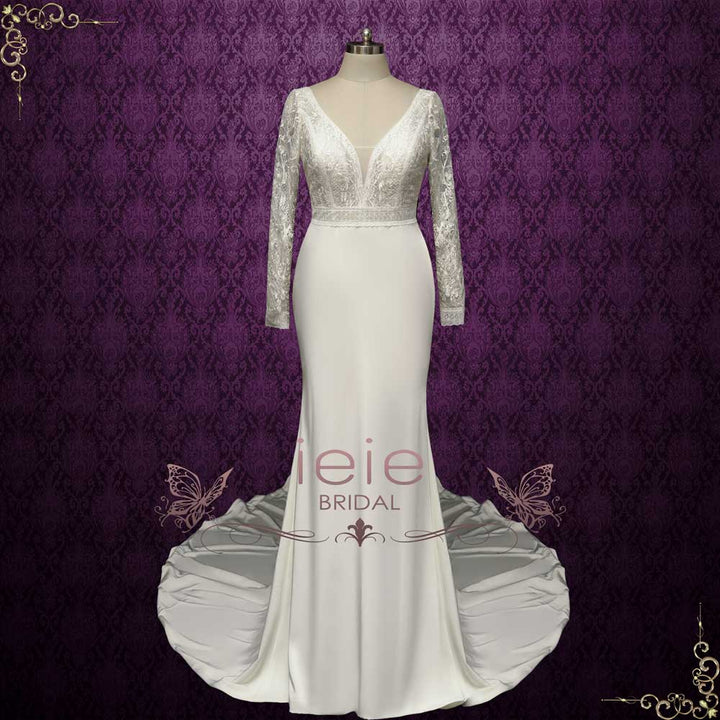 Elegant Lace Fitted Wedding Dress with Long Sleeves | DURISA