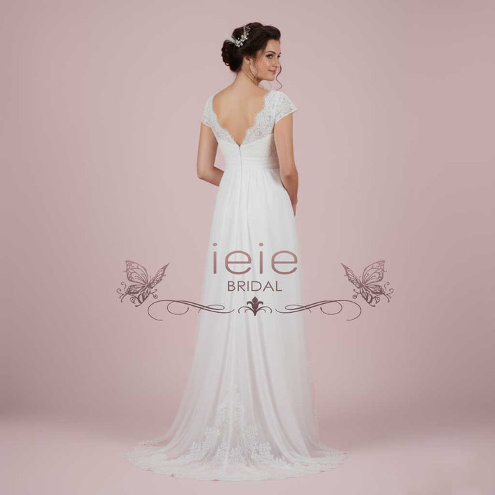 Vintage Empire Waist French Lace Tulle Wedding Dress COLETTE