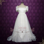 Ethereal A-line Wedding Dress with Cap Sleeves | JUSTINA