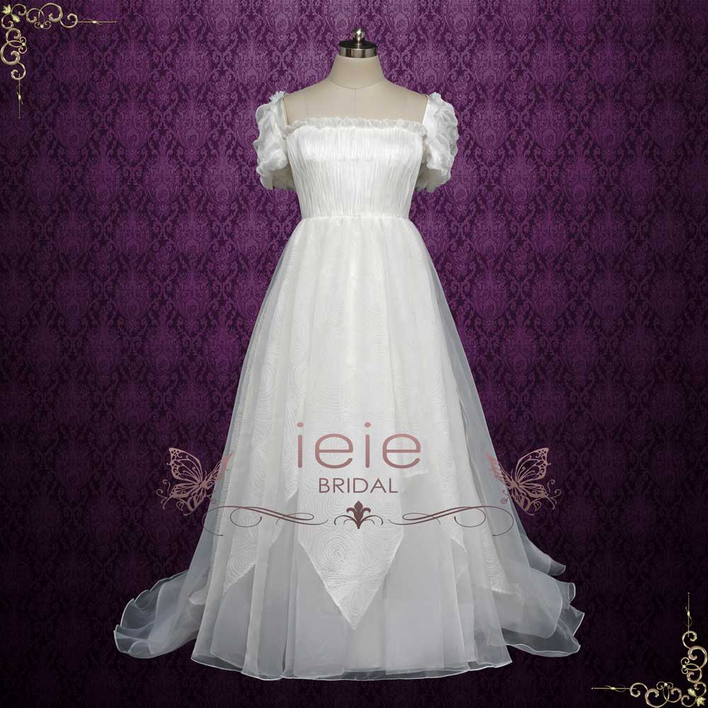 Ethereal A-line Wedding Dress with Cap Sleeves | JUSTINA