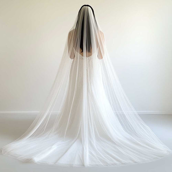 Extra Wide Chapel and Cathedral Tulle Veil With Raw Edge VG1030W
