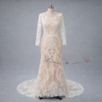 Lace Fitted Wedding Dress with Long Sleeves and Open Back | ALITA