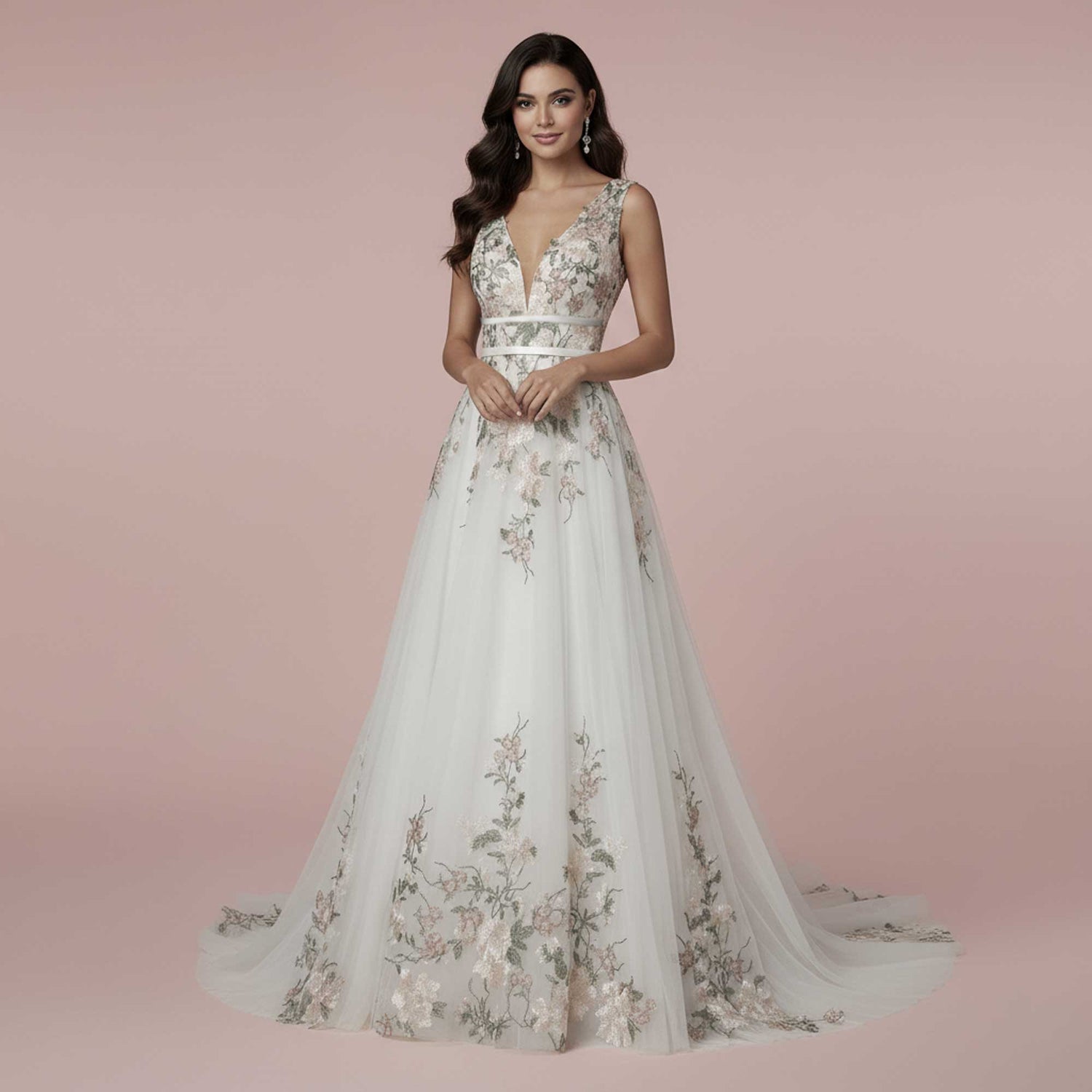 Floral Lace Wedding Dress with Open Back | HELOISE