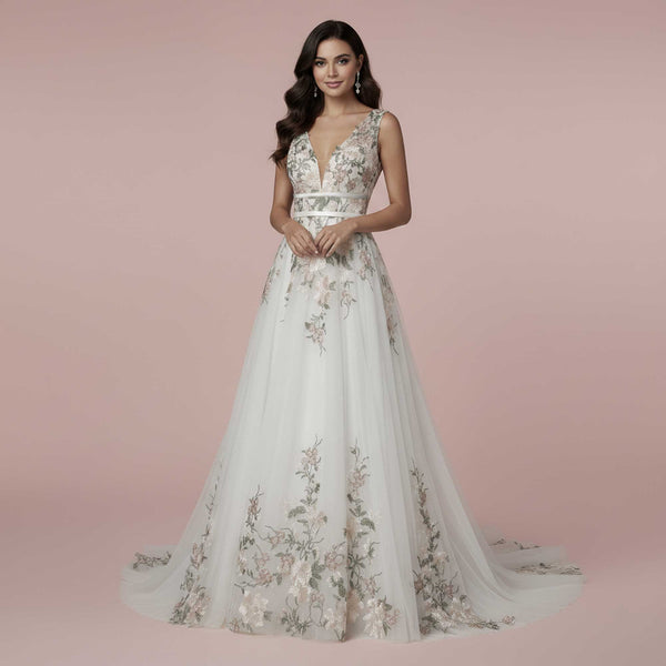 Floral Lace Wedding Dress with Open Back | HELOISE