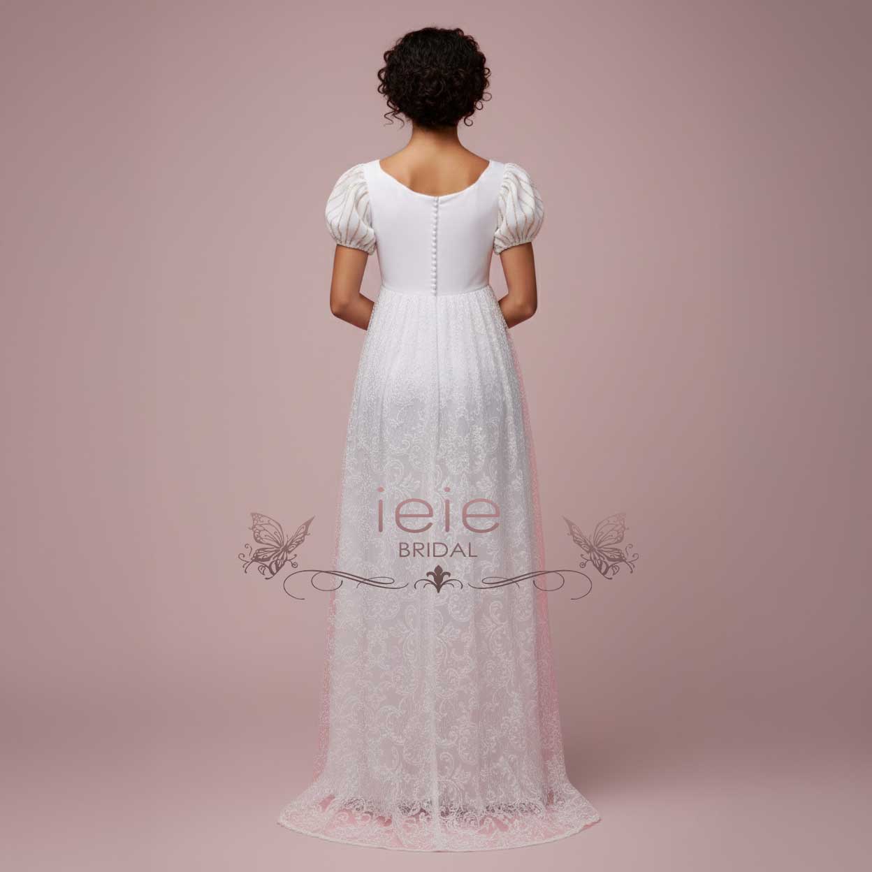 embroidered puff sleeve empire waist wedding dress Embroidered Puff Sleeve STYLE# MS251266 Wedding Dress with Empire Waist