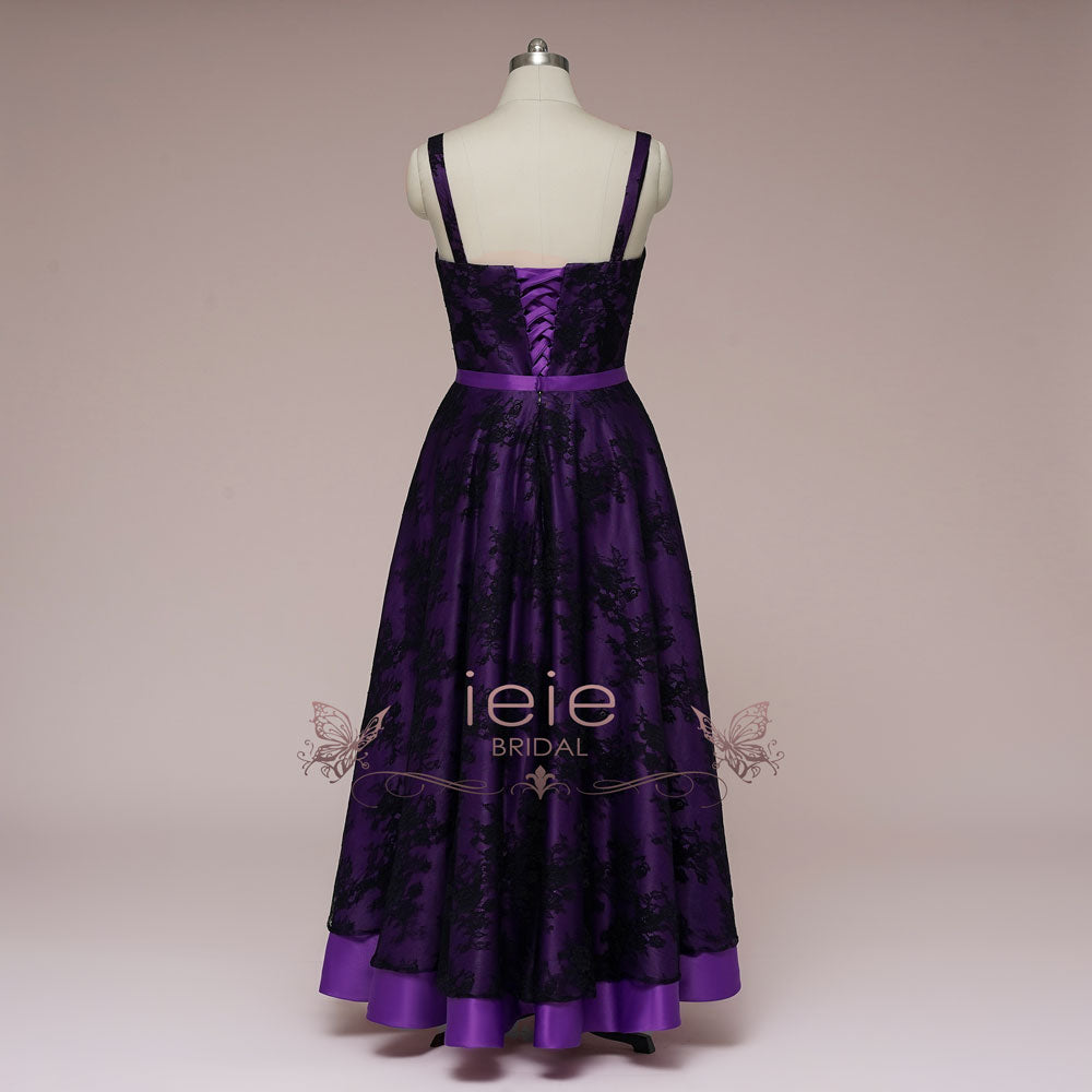 Purple Wedding Dress with Black Lace Overlay CLARMONT Size 28W