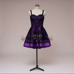 Purple Wedding Dress with Black Lace Overlay CLARMONT