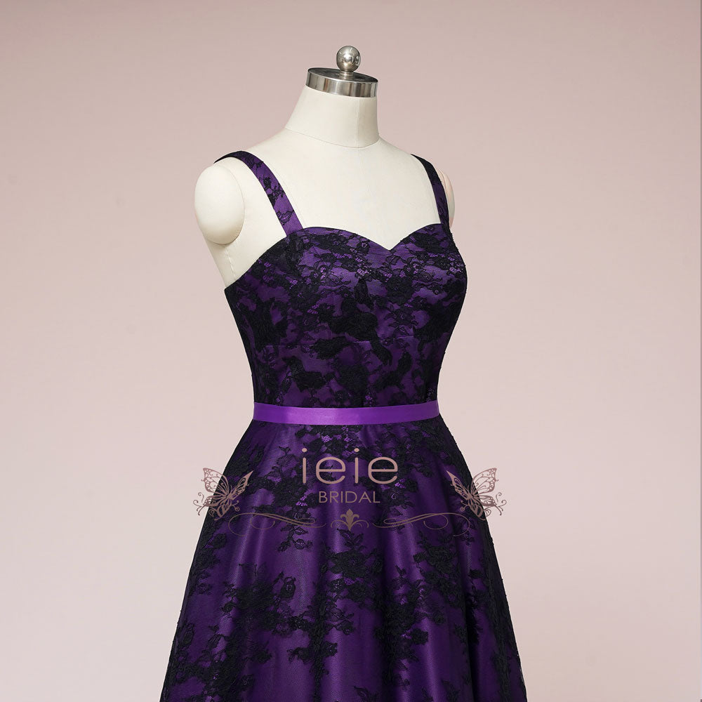 Purple Wedding Dress with Black Lace Overlay CLARMONT Size 28W