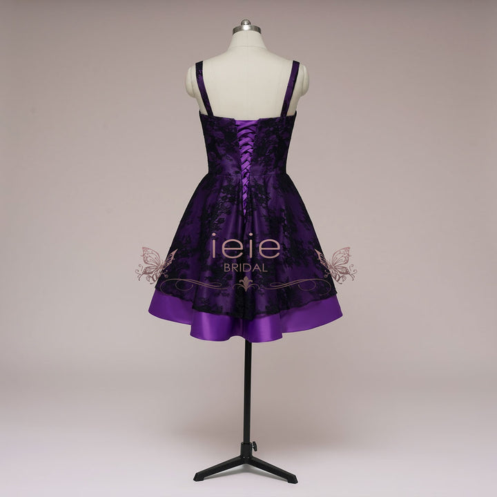 Purple Wedding Dress with Black Lace Overlay CLARMONT ieie Purple Wedding Dress with Black Lace Overlay CLARMONT ieie