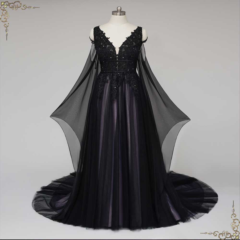 Custom Black Mermaid Wedding Dress by Brides & Tailor