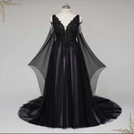 Gothic Black Lace Wedding Dress with Bell Sleeves | ELVIRA