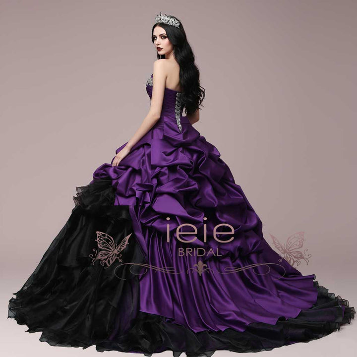 gothic black and blue wedding dresses A-Line Bridal Gowns Plus Size, Gothic Black and Blue Tulle Wedding Dress, Floor Length, Lace Appliques, Sweetheart Neckline, Sleeveless, Back Lace-Up
