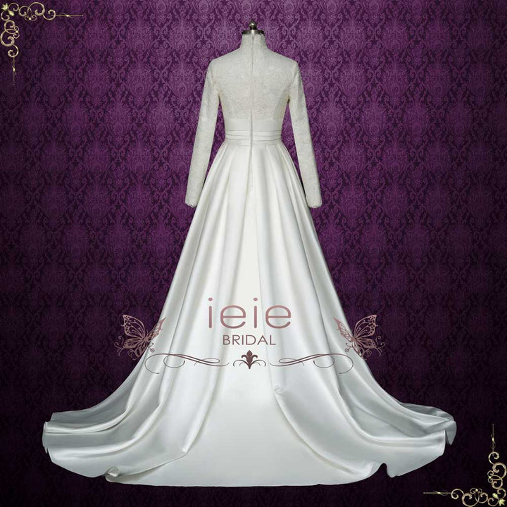 Iconic Royal Modest Lace Wedding Dress | GRACEKELLY