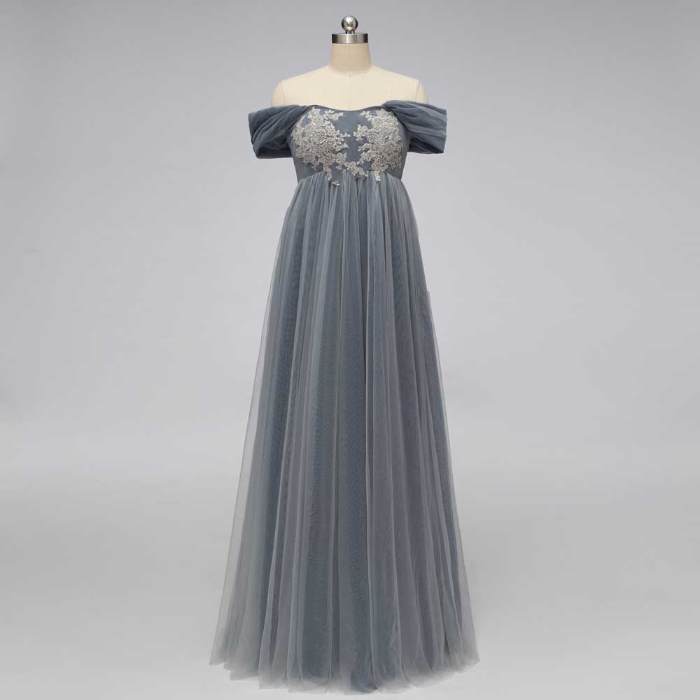 Gray Regency Bridgerton Empire Waist Lace Formal Dress | SALEM Size 10 / Custom Color Gray Regency Bridgerton Empire Waist Lace Formal Dress | SALEM Size 10 / Custom Color