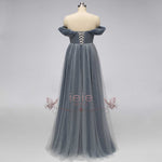 Gray Regency Bridgerton Empire Waist Lace Formal Dress | SALEM